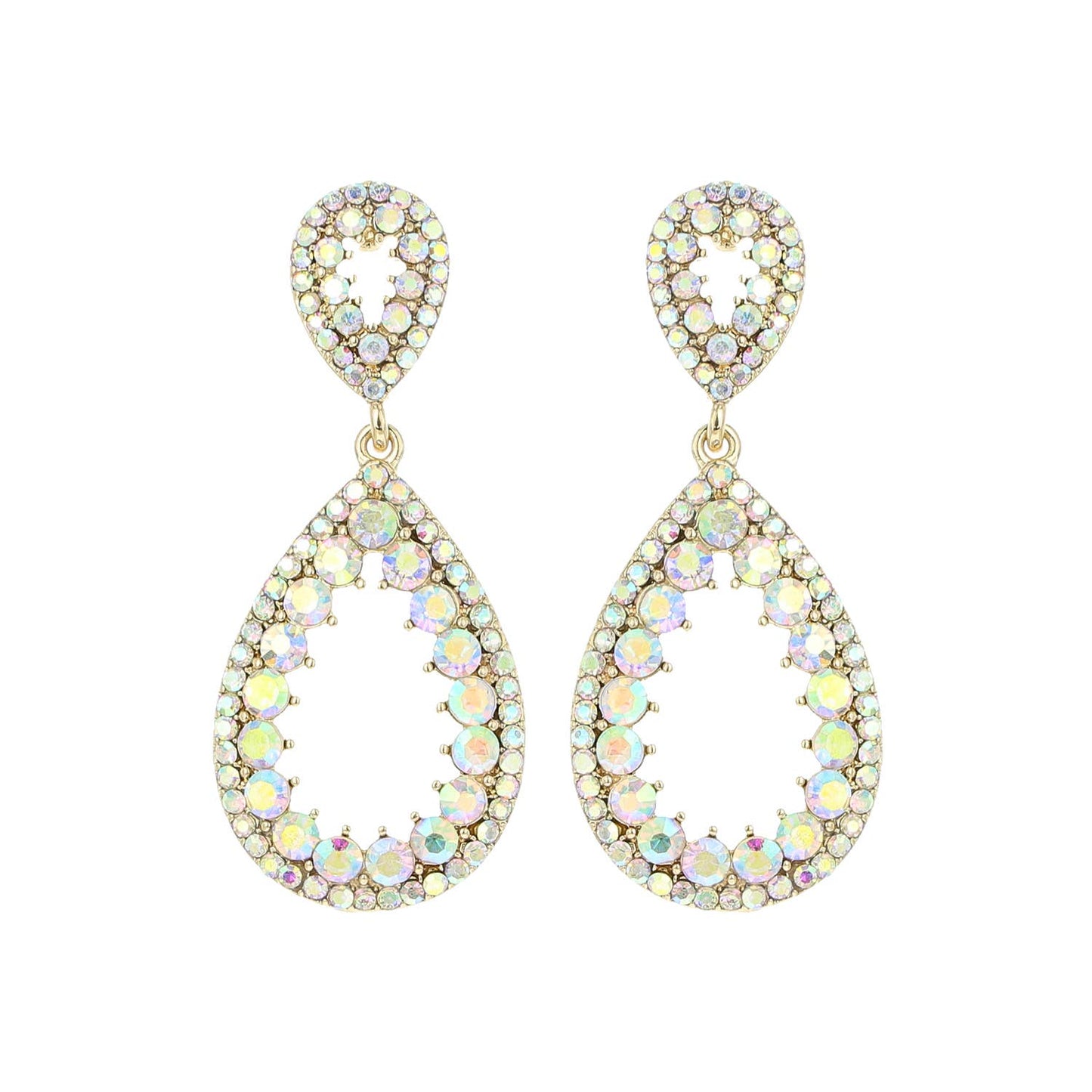 2-Tier Rhinestone Pear Teardrop Dangle Earrings