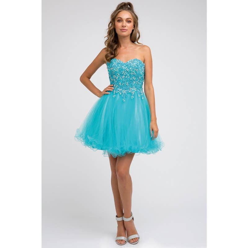 SWEETHEART WITH EMBROIDERY ON TOP SHORT DRESS