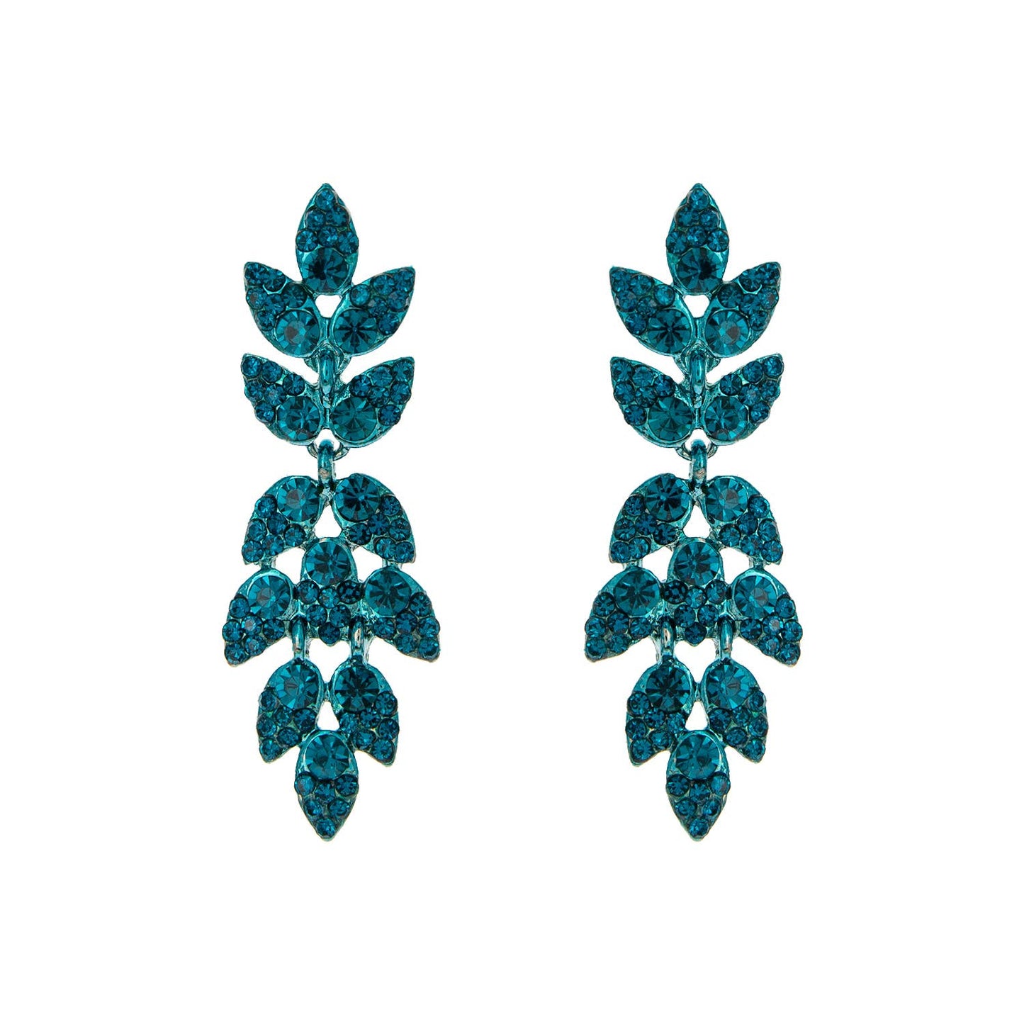 Crystal Rhinestone Leaf Drop Earrings