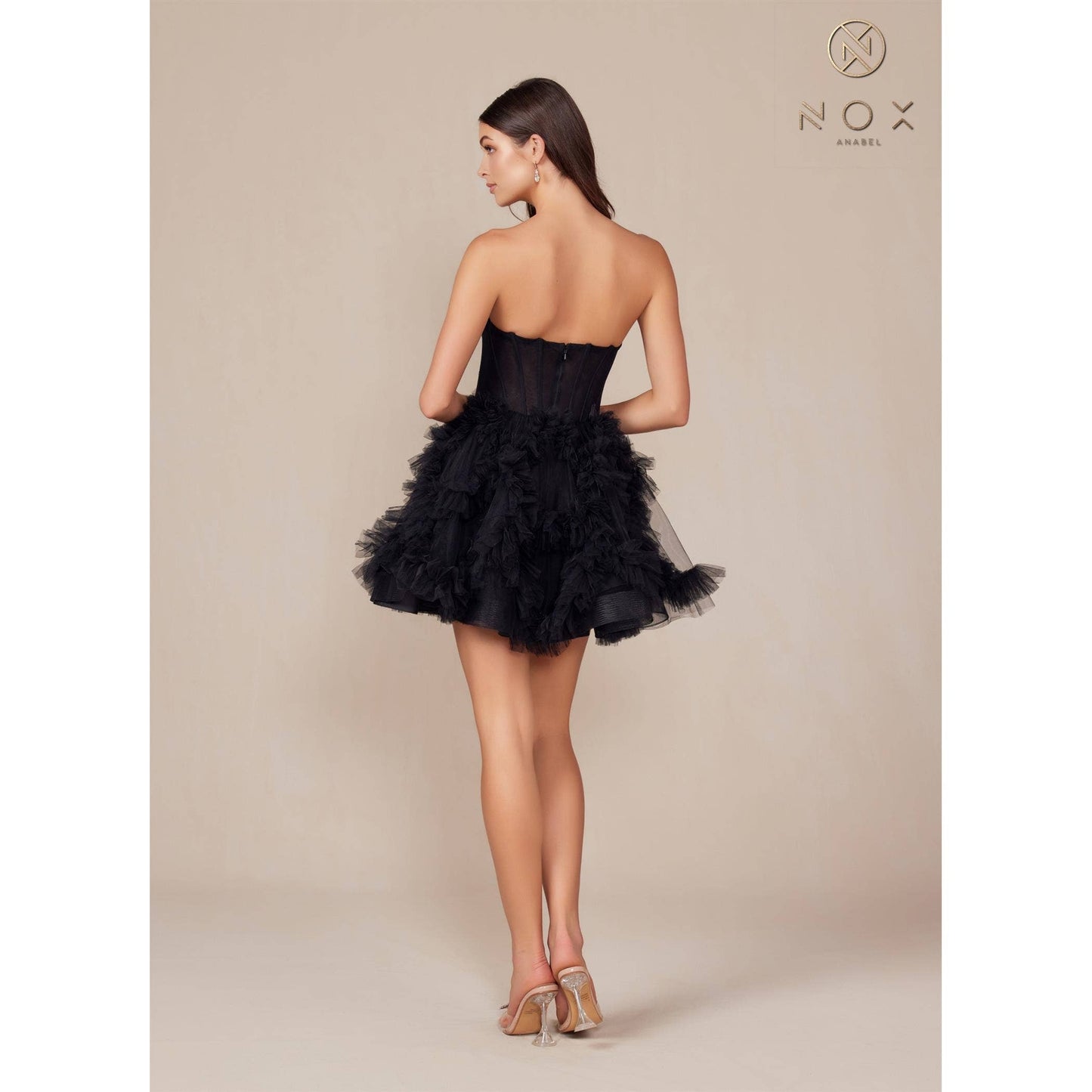 Black A-line tulle cocktail dress