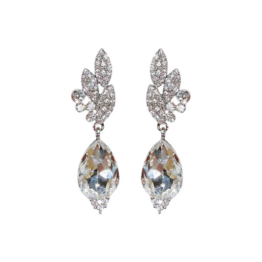 Rhinestone Cluster Teardrop Gem Evening Earrings