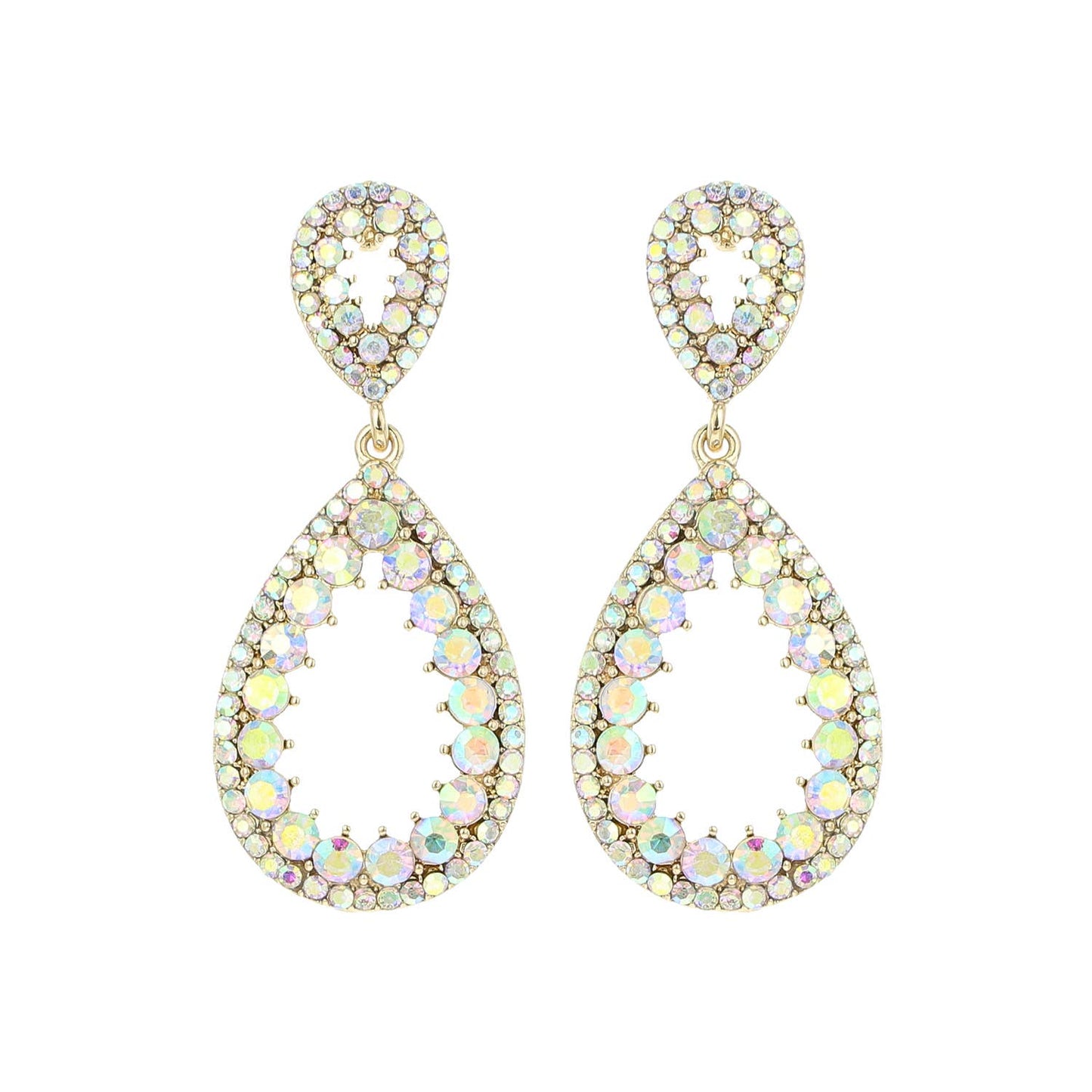 2-Tier Rhinestone Pear Teardrop Dangle Earrings