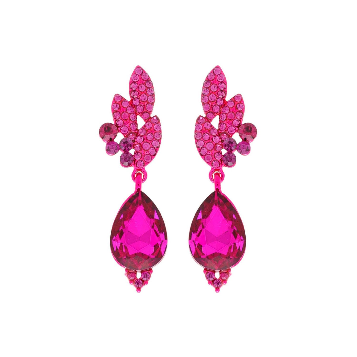 Rhinestone Cluster Teardrop Gem Evening Earrings