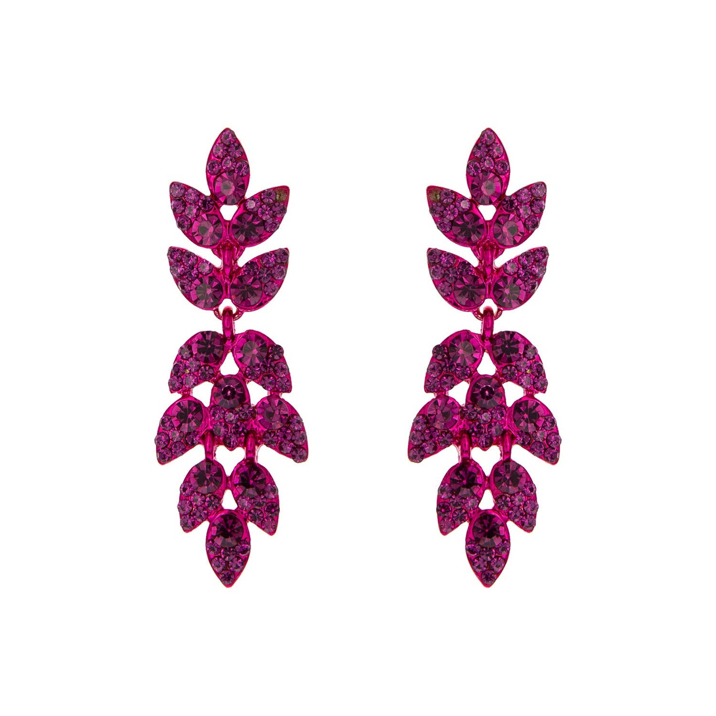 Crystal Rhinestone Leaf Drop Earrings