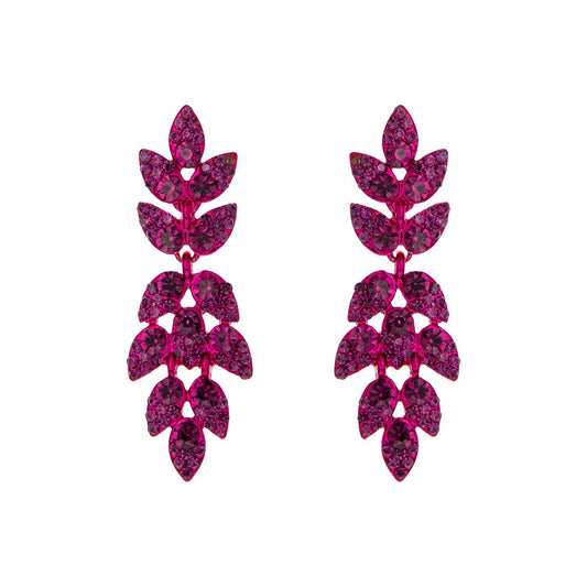 Crystal Rhinestone Leaf Drop Earrings