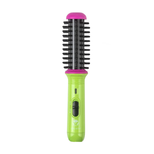 CALISTA GoGo Mini Heated Round Brush | Curl, Touch-Up, De-Frizz, Smooth, and Style Hair with Mini 7” Styling Tool | Heats to 365°F | Perfect Travel Tool | Dual Voltage (Watermelon Pop)