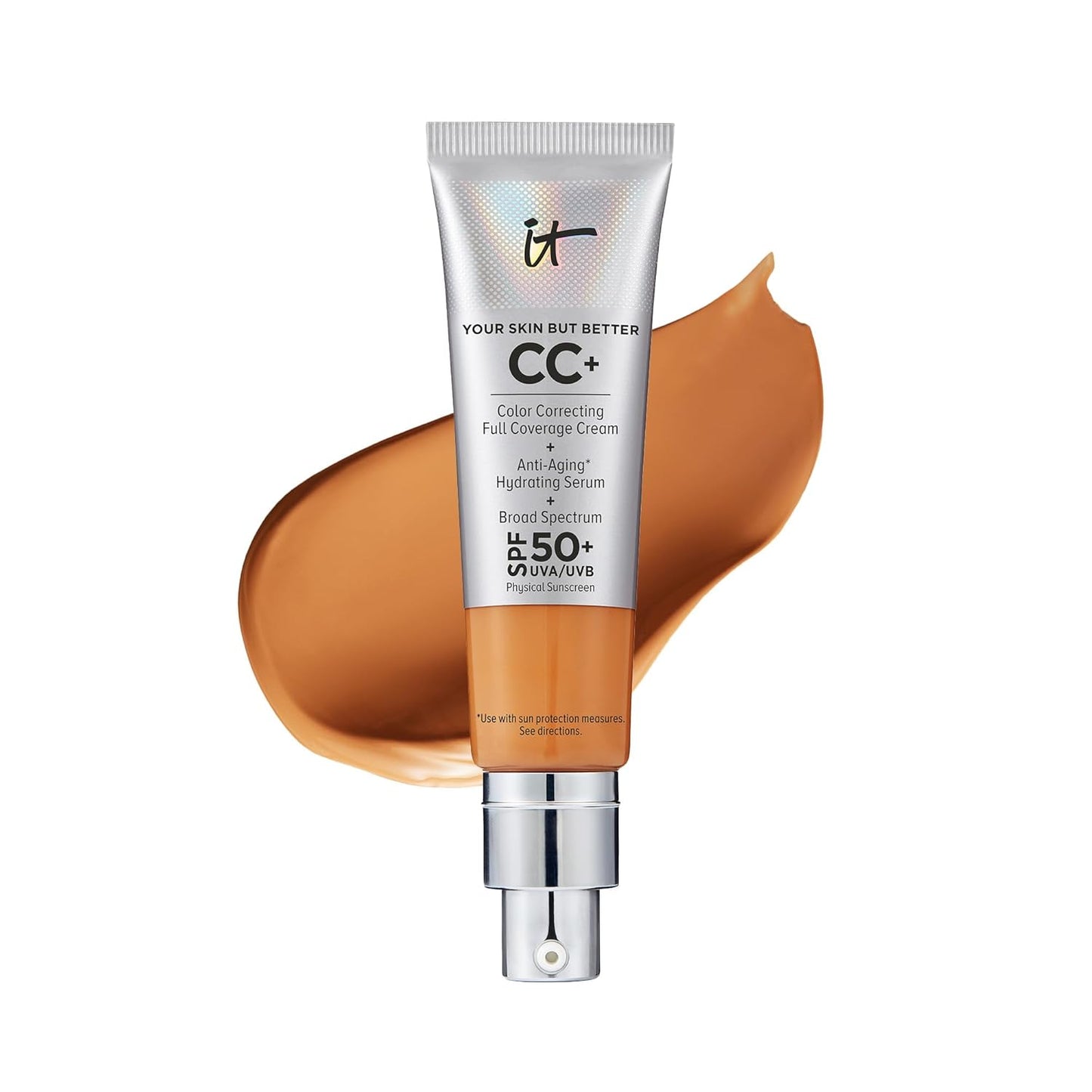 IT Cosmetics Your Skin But Better CC+ Cream - Color Correcting Cream, Full-Coverage Foundation, Hydrating Serum & SPF 50+ Sunscreen - Natural Finish - 1.08 fl oz- Tan Rich