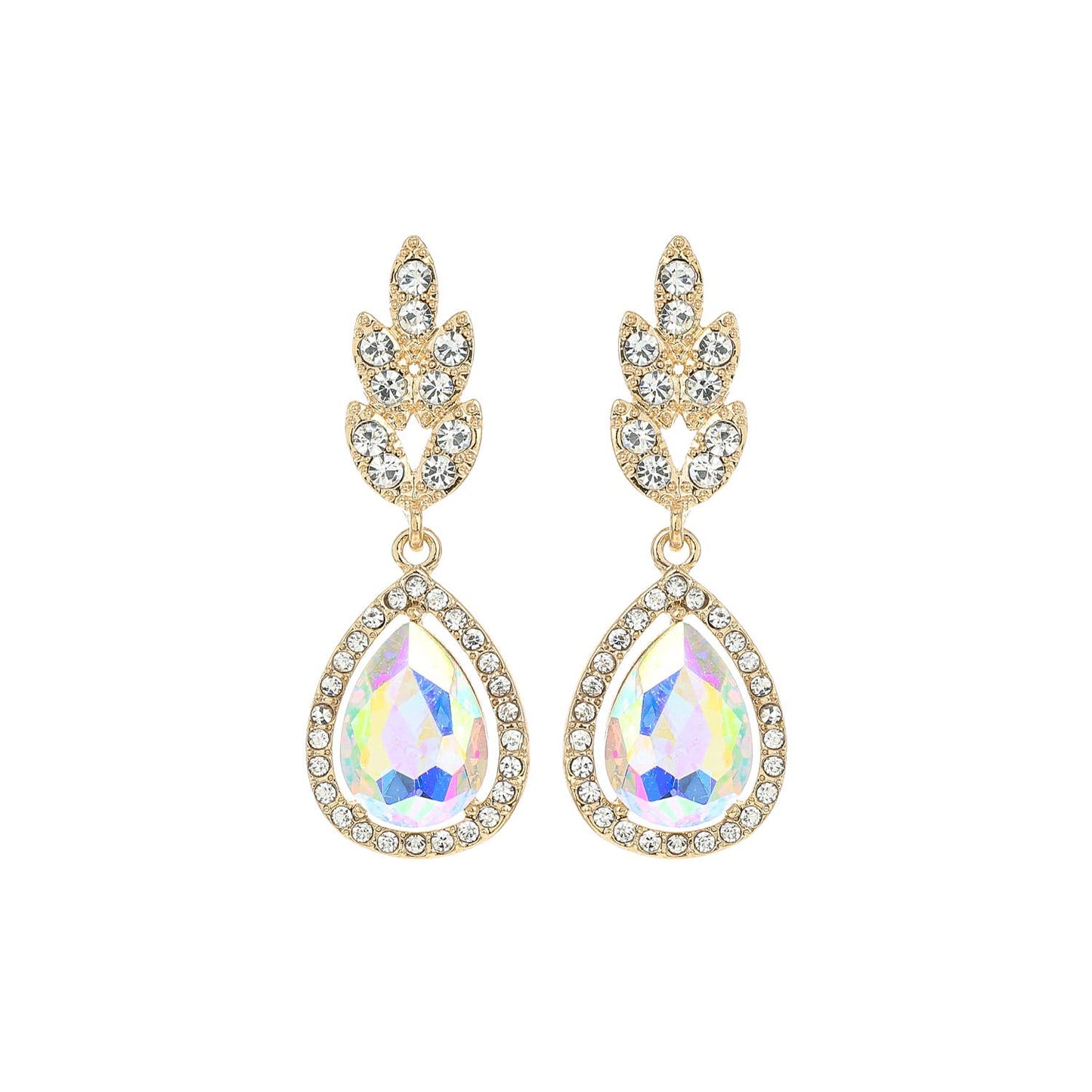 2-Tier Teardrop Cut Gemstone Vine Drop Earrings