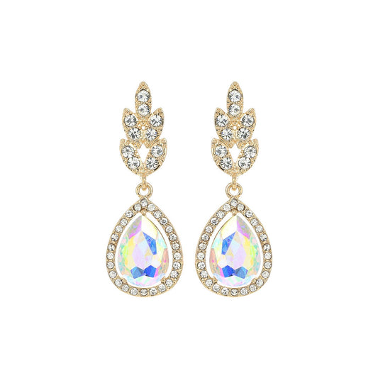 2-Tier Teardrop Cut Gemstone Vine Drop Earrings