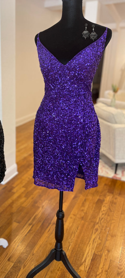 Purple sequins Hoco dress