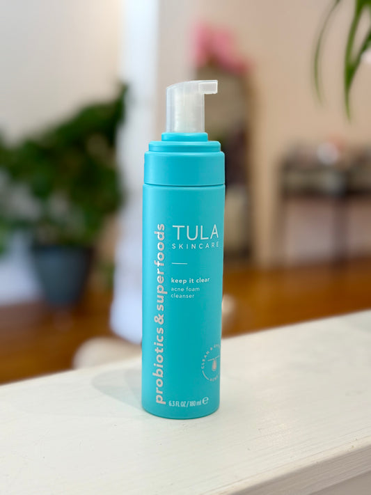 TULA Skin Care Keep It Clear - Acne Foam Cleanser, Contains Salicylic & Azelaic Acid & Probiotics, Clears & Soothes Acne, Brightens Past Blemish Marks, 6.3 fl oz.