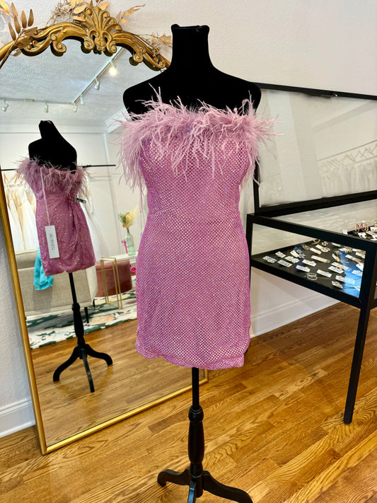 Pink Feather HOCO Dress