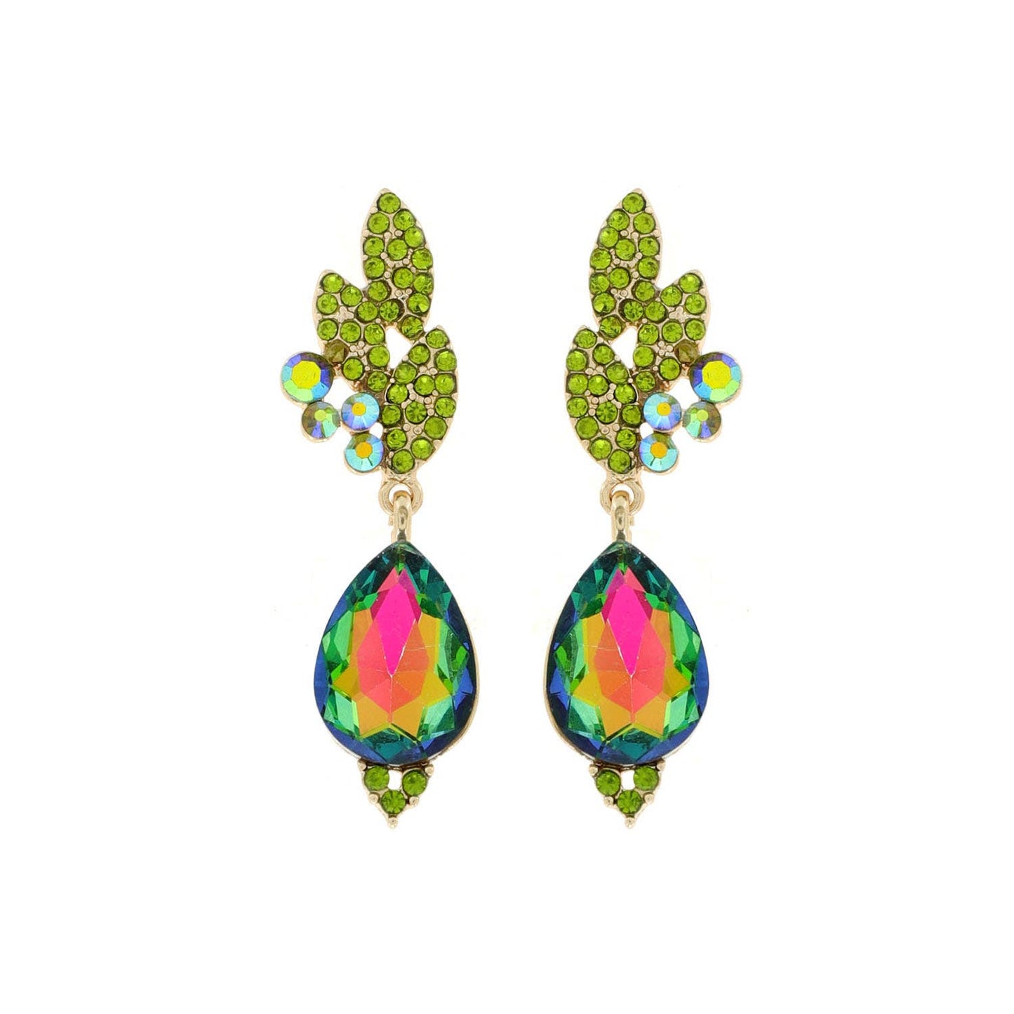 2-Tier Teardrop Cut Gemstone Vine Drop Earrings