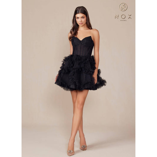 Black A-line tulle cocktail dress