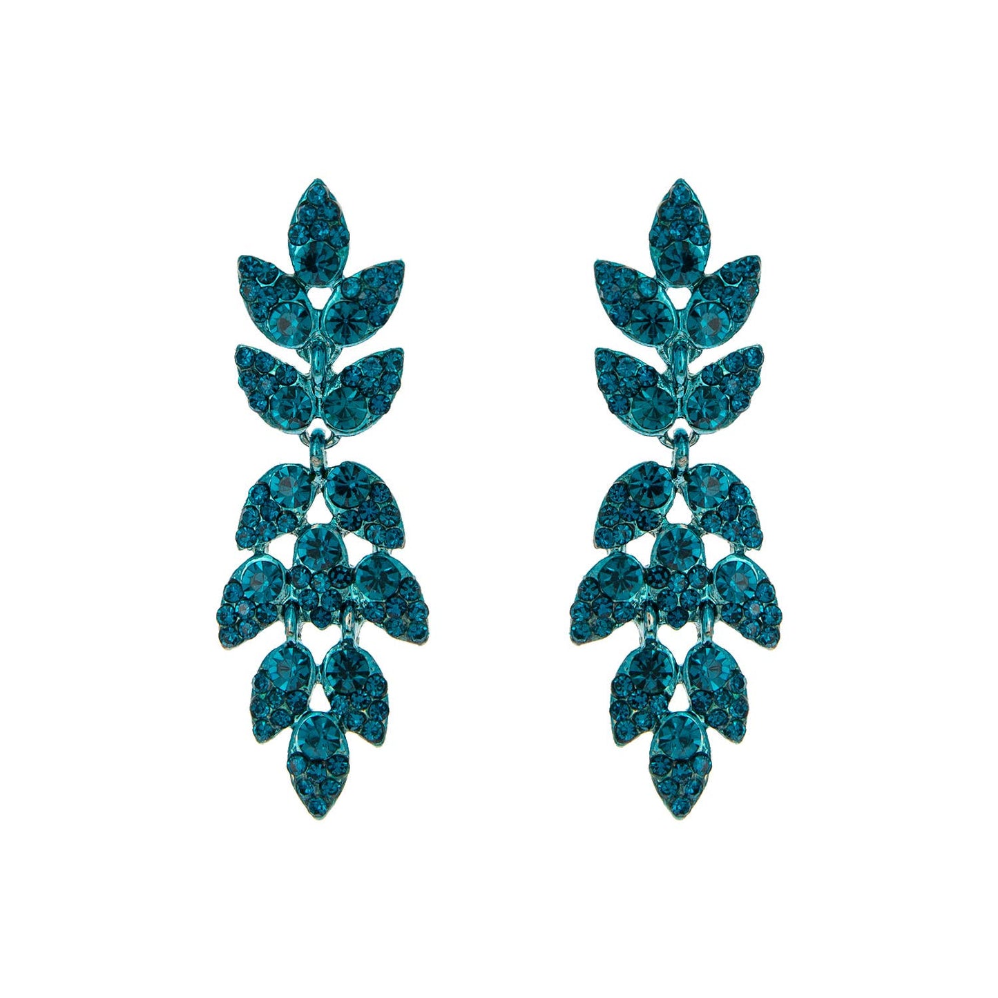 Crystal Rhinestone Leaf Drop Earrings